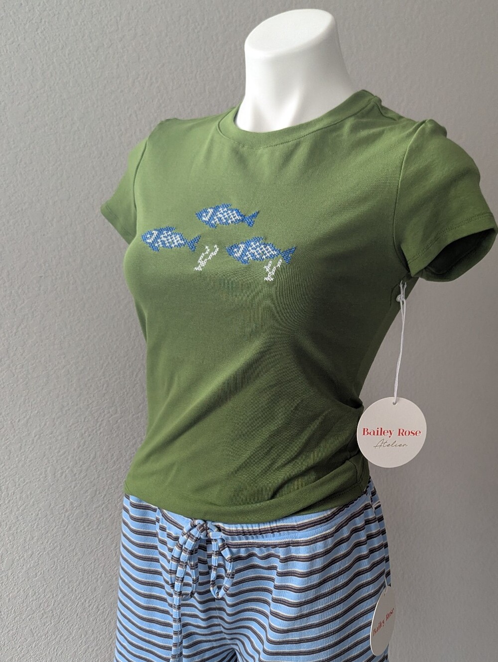 Bailey Rose Embroidered Fish T-Shirt